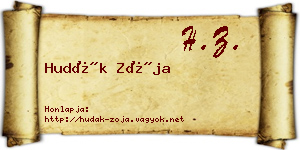 Hudák Zója névjegykártya